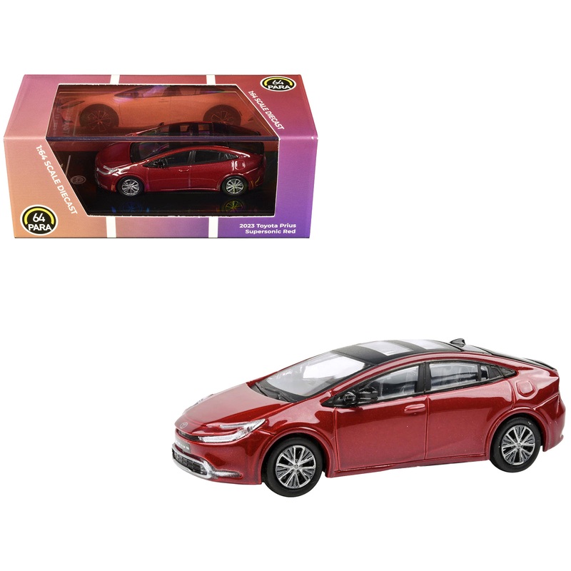2023 Toyota Prius Supersonic Red Metallic with Black Top and Sun Roof and Sun Roof 1/64 Diecast Model Car by Paragon Models
