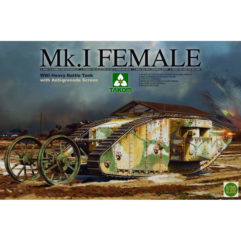Takom – 1/35 WWI Heavy Battle Tank MK.I Female w/ Anti-Grenade Screen