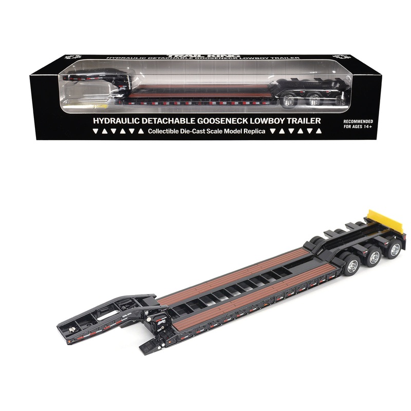 Trail King TK120 Hydraulic Detachable Gooseneck Lowboy Trailer Black (Regular Version) “Transport Series” 1/50 Diecast Model by Diecast Masters