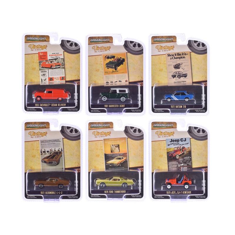 “Vintage Ad Cars” Series 11 Set of 6 pieces 1/64 Diecast Model Cars by Greenlight