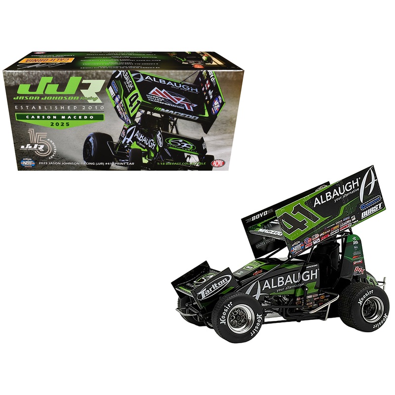 Winged Sprint Car #41 Carson Macedo “Albaugh” Jason Johnson Racing (2025) 1/18 Diecast Model Car by ACME
