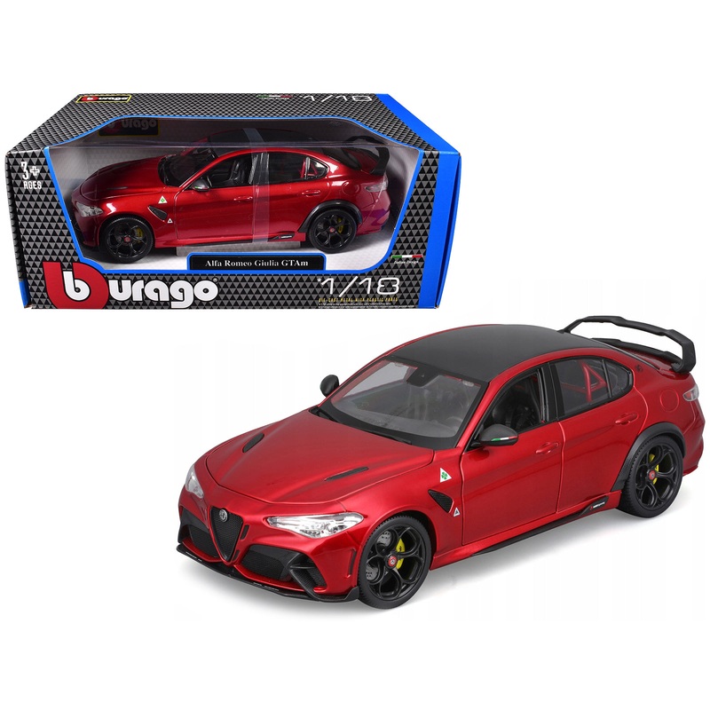 Alfa Romeo Giulia GTAm Red Metallic with Carbon Top 1/18 Diecast Model Car by Bburago