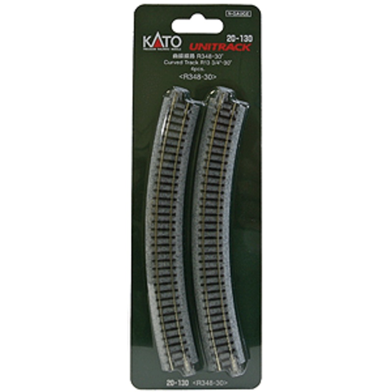 Kato 20-130 N Unitrack, 13-3/4″, 348mm, Radius Curve 30 Degree, 4 per package