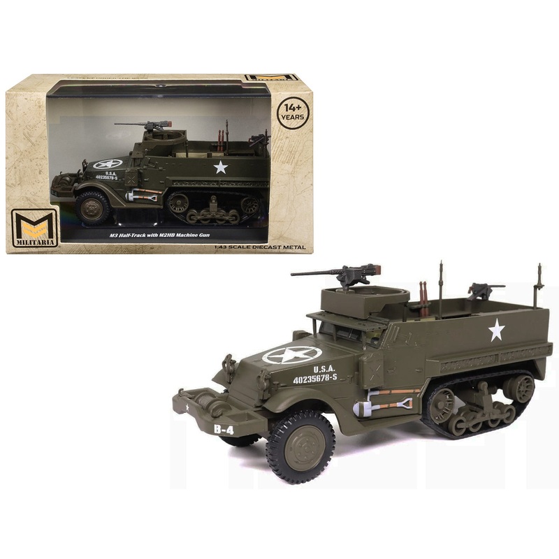 M3 Half-Track AFV with M2HB Machine Gun Olive Drab “United States Army” 1/43 Diecast Model by Militaria Die Cast
