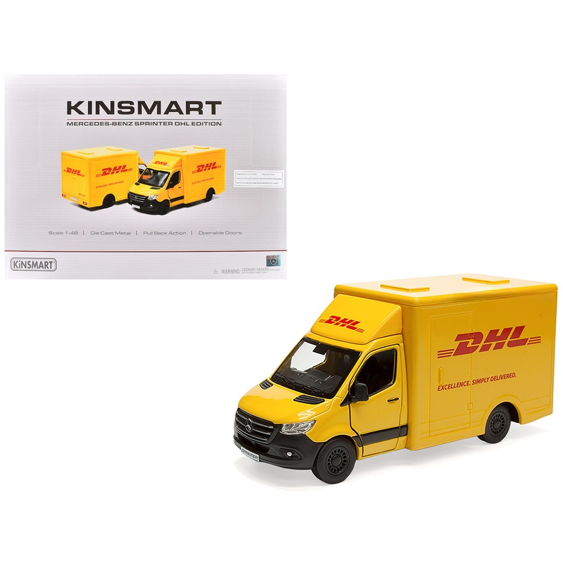 Mercedes-Benz Sprinter Van “DHL” Yellow 1/48 Diecast Model Car by Kinsmart