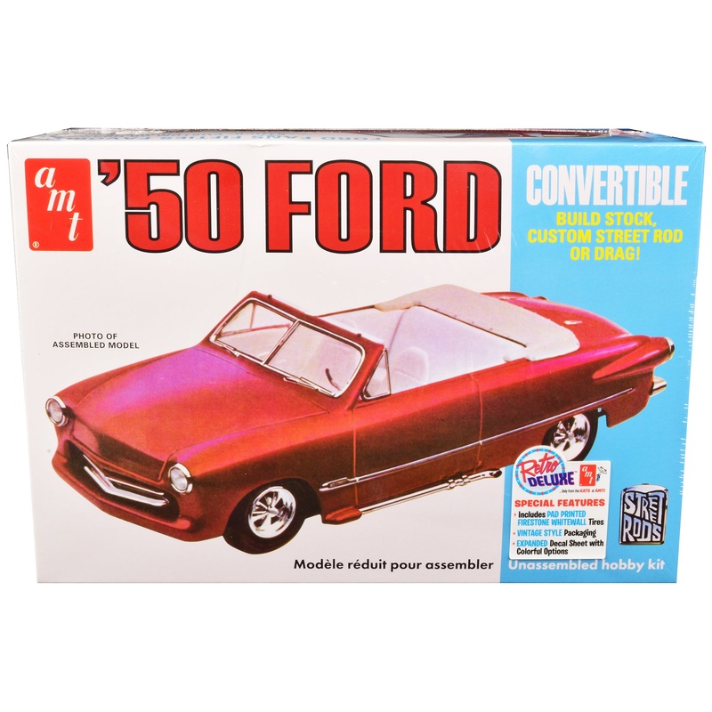 Skill 2 Model Kit 1950 Ford Convertible “Street Rods” 3-in-1 Kit 1/25 Scale Model by AMT