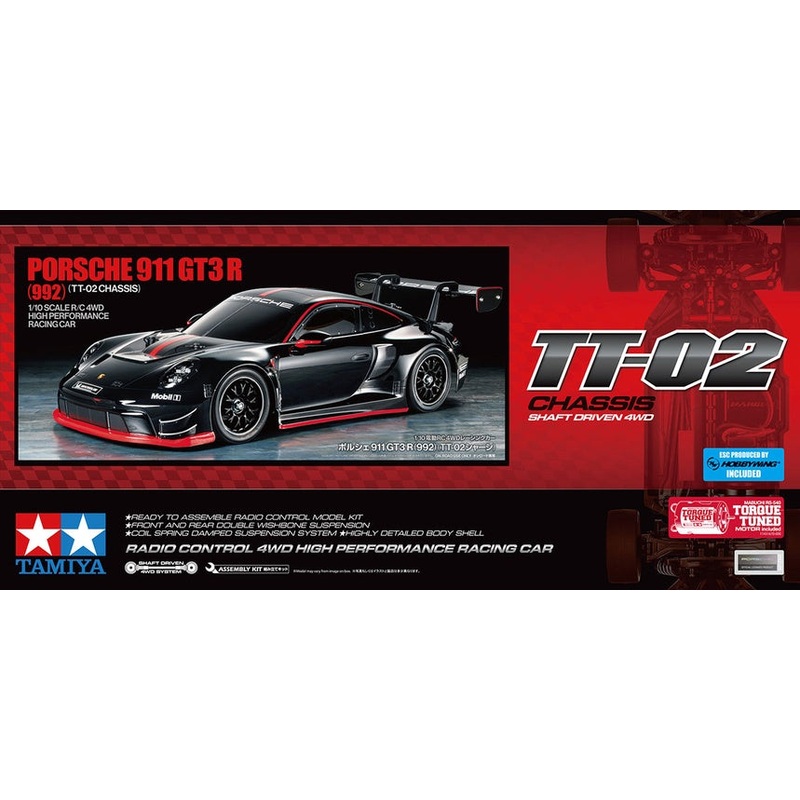 Tamiya – R/C Porsche 911 GT3 R (992) (TT02) (w/ ESC Incl.)