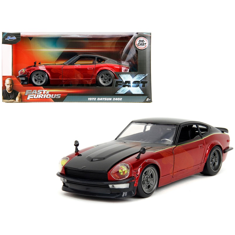 1972 Datsun 240Z Black and Red Metallic with Graphics “Fast X” (2023) Movie “Fast & Furious” Series 1/24 Diecast Model Car by Jada