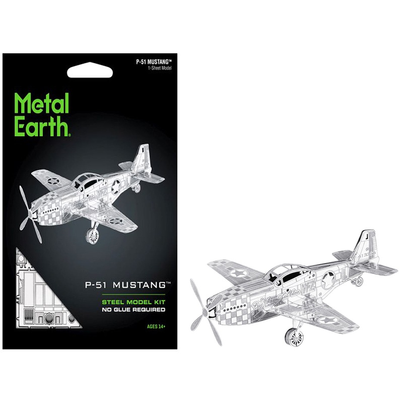 Model Kit North American P-51 Mustang Fighter Aircraft “Big Beautiful Doll” United States Army Air Forces (Easy Difficulty) Steel Model by Metal Earth