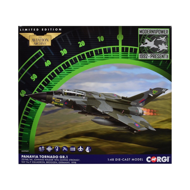 Panavia Tornado GR.1 Aircraft “Johnnie Walker ‘Still Going Strong’ No. 9 Squadron” (1998) British Royal Air Force “The Aviation Archive” Series 1/48 Diecast Model by Corgi