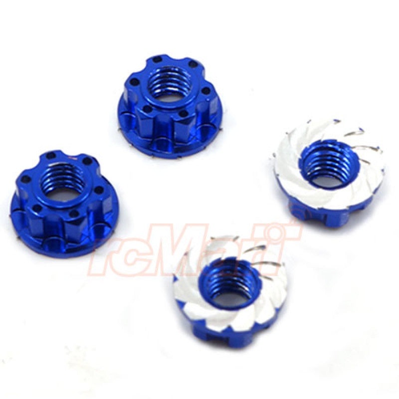 Yeah Racing – 4mm Aluminum Flanged Lock Nut 4pcs Dark Blue