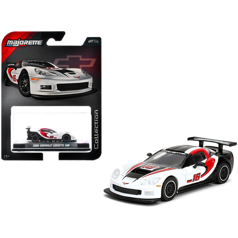 2005 Chevrolet Corvette C6R #16 White with Black and Red Graphics “Collection” Series 1/64 Diecast Model Car by Majorette