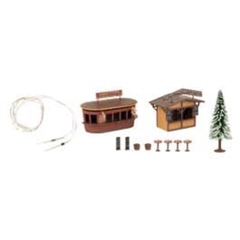 Faller 134006  HO 2 Christmas market stalls with illuminated Christmas tree kit