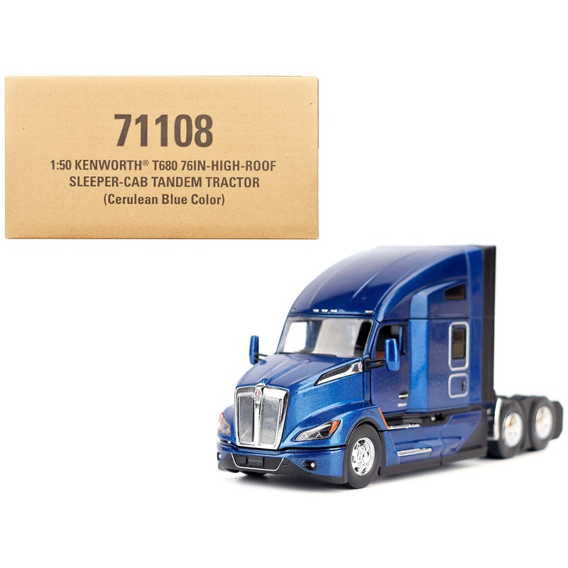 Kenworth T680 Truck Tractor Deep Cerulean Blue Metallic “Transport Series” 1/50 Diecast Model by Diecast Masters