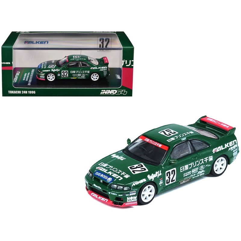 Nissan Skyline GT-R (R33) RHD (Right Hand Drive) #32 “Prince Chiba Falken” N1 Super Endurance Series “Tokachi 24 Hours” (1996) 1/64 Diecast Model Car by Inno Models