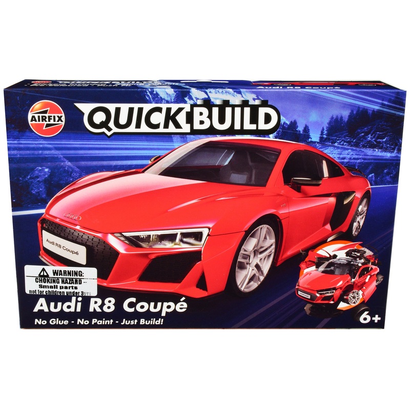 Skill 1 Model Kit Audi R8 Coupe Red Snap Together Model by Airfix Quickbuild