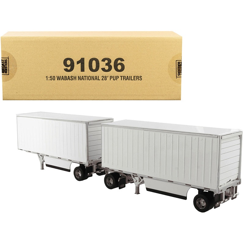 Wabash National 28′ Double Pup Trailers White “Transport Series” 1/50 Diecast Model by Diecast Masters