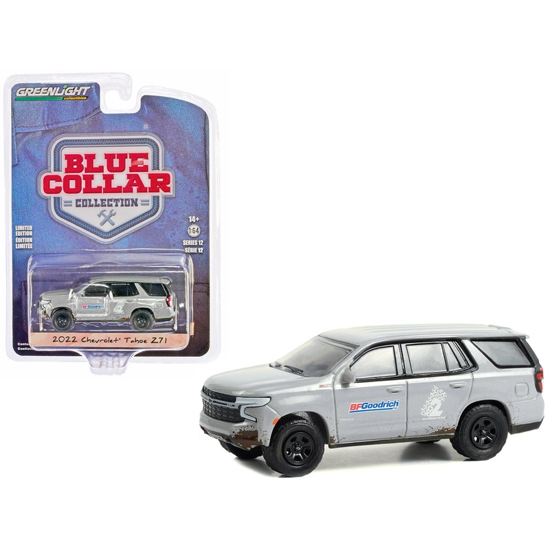 2022 Chevrolet Tahoe Z71 Gray Metallic (Dirty) “BFGoodrich” “Blue Collar Collection” Series 12 1/64 Diecast Model Car by Greenlight