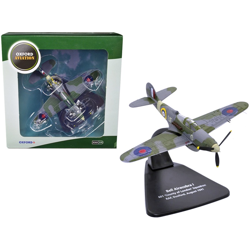 Bell Airacobra I Fighter Aircraft “601 County of London Squadron RAF Duxford” (August 1941) “Oxford Aviation” Series 1/72 Diecast Model Airplane by Oxford Diecast