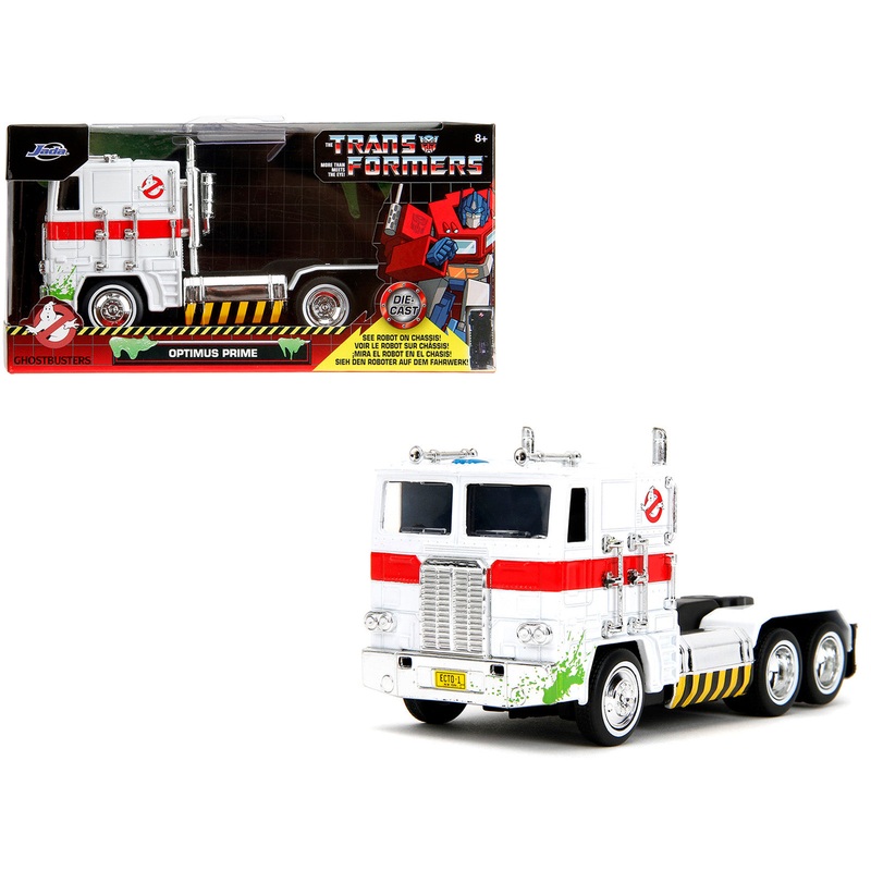 G1 Autobot Optimus Prime Truck White with Robot on Chassis from “Transformers” TV Series – “Ghostbusters” (1984) Movie Crossover “Hollywood Rides” Series Diecast Model by Jada