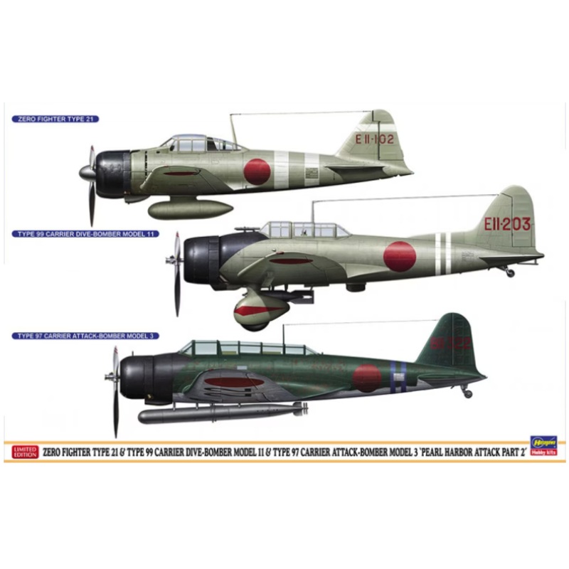 Hasegawa – 1/48 Pearl Harobour 80 Zero / Val / Kate