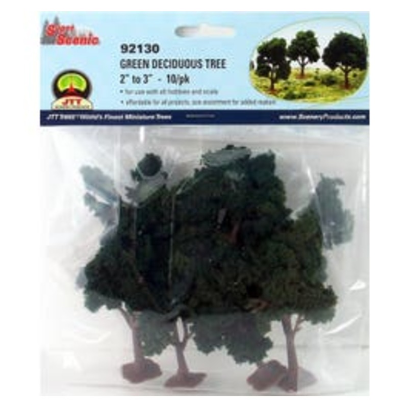 JTT 92130 HO Green Deciduous Trees – 2″-3″ High (10/pk)