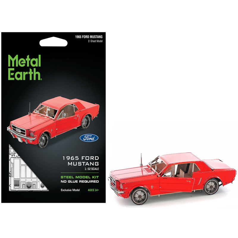 Model Kit 1965 Ford Mustang Red (Moderate Difficulty) Steel Model by Metal Earth