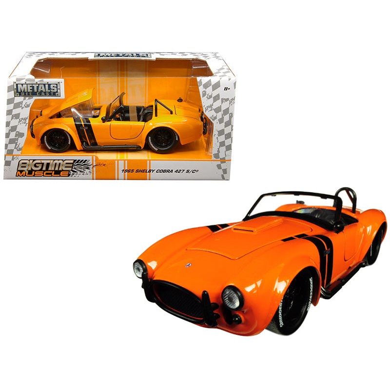 1965 Shelby Cobra 427 S/C Orange with Black Stripes “Bigtime Muscle” 1/24 Diecast Model Car by Jada