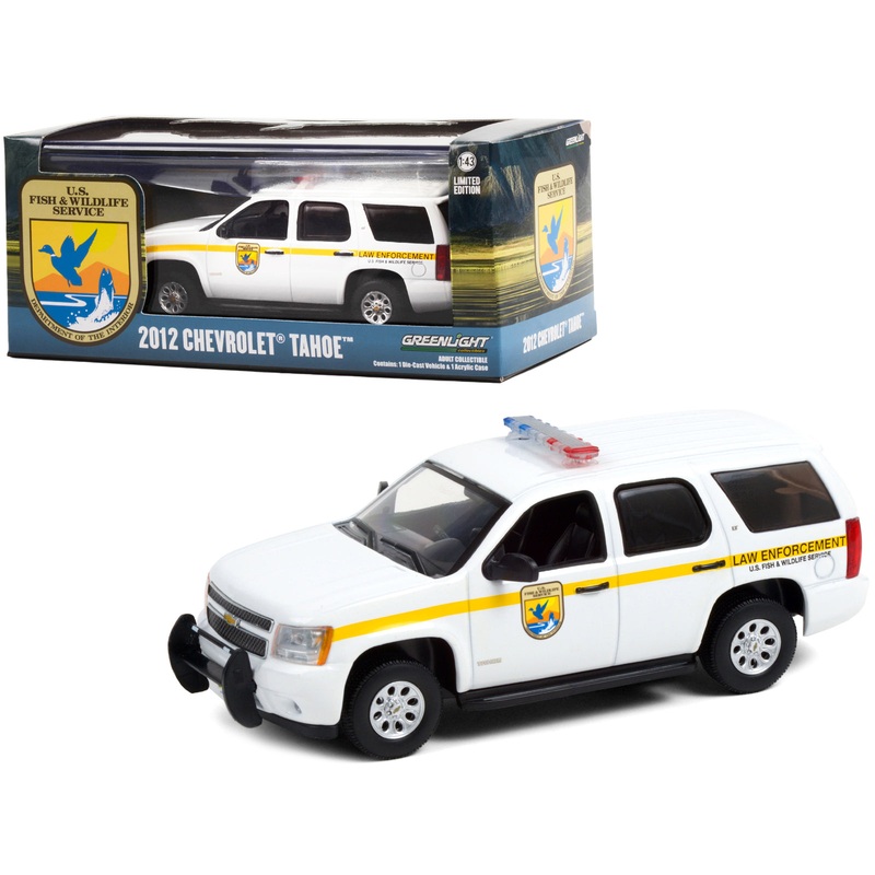 2012 Chevrolet Tahoe White with Yellow Stripes “U.S. Fish & Wildlife Service Law Enforcement” 1/43 Diecast Model Car by Greenlight