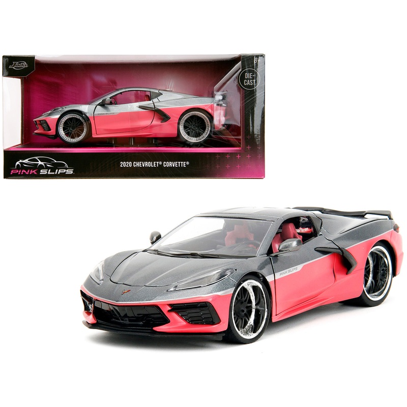 2020 Chevrolet Corvette Gray Metallic and Pink “Pink Slips” Series 1/24 Diecast Model Car by Jada