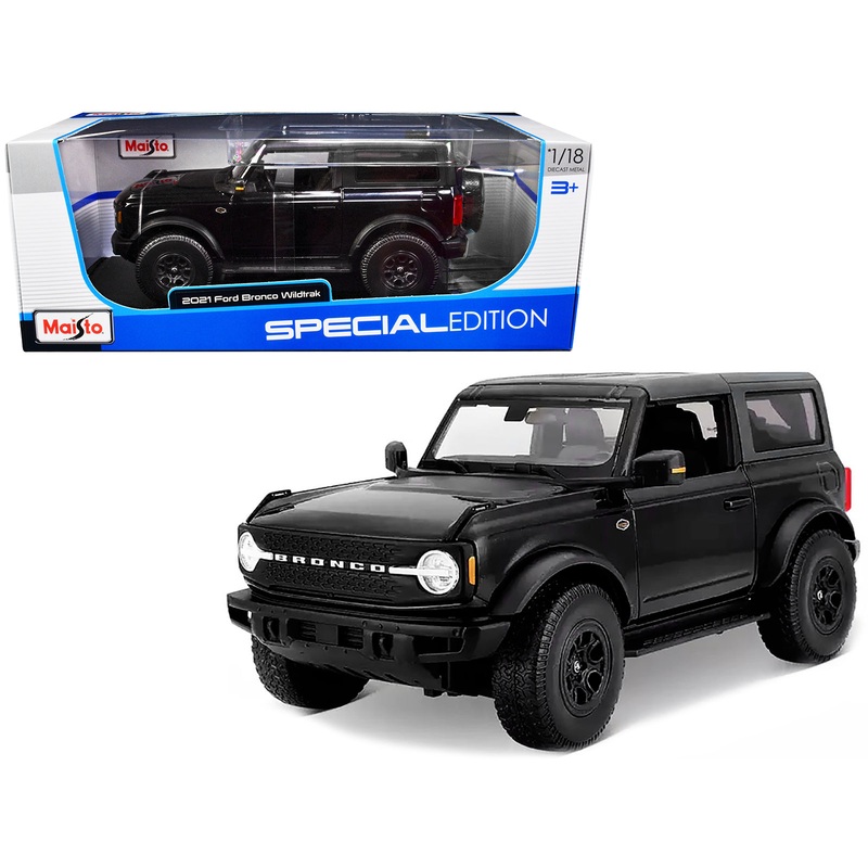 2021 Ford Bronco Wildtrak Black Metallic with Dark Gray Top “Special Edition” 1/18 Diecast Model Car by Maisto