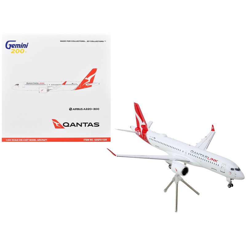 Airbus A220-300 Commercial Aircraft “QantasLink – Qantas Airways” (VH-4XB) White with Red Tail “Gemini 200” Series 1/200 Diecast Model Airplane by GeminiJets