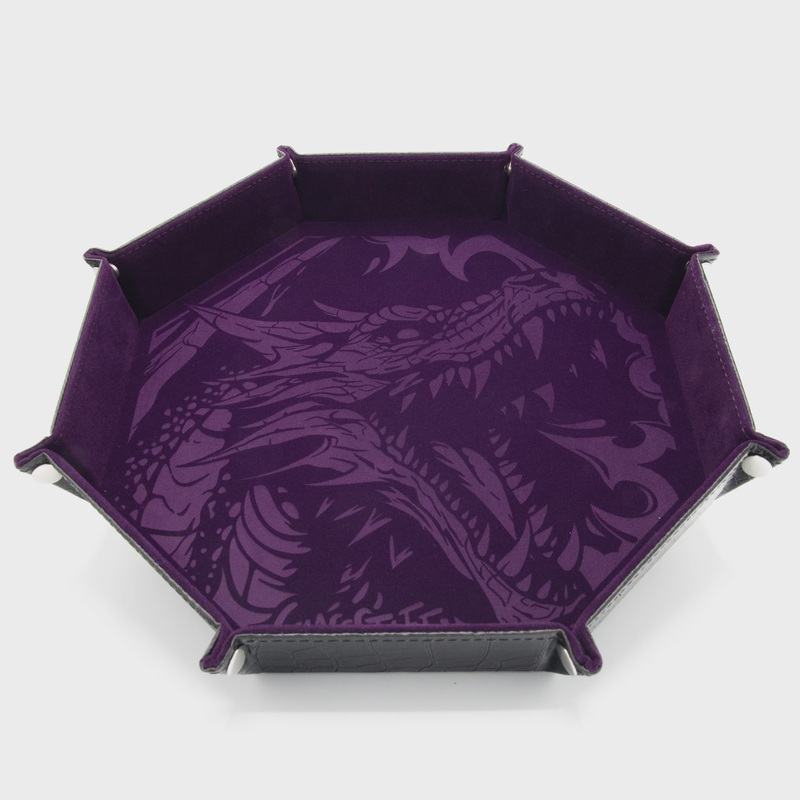 CritStones – Octagonal XL Foldable Dice Tray – Dragon Skin – Purple