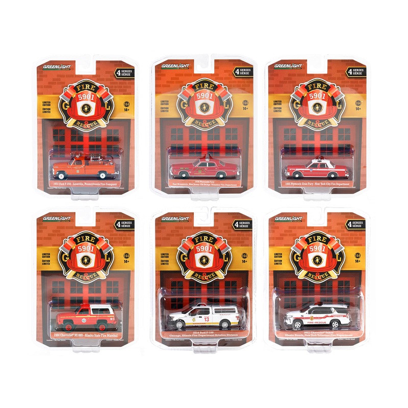 “Fire & Rescue” Set of 6 pieces Series 4 1/64 Diecast Model Car by Greenlight