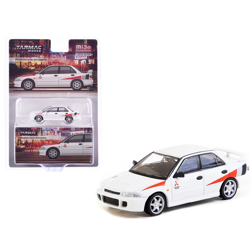 Mitsubishi Lancer RS Evolution RHD (Right Hand Drive) White with Red Accents “Global64” Series 1/64 Diecast Model by Tarmac Works