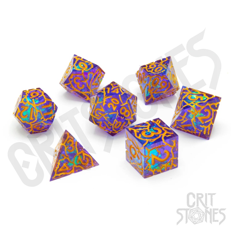 CritStones –  Resin RPG Dice Set – Radiant Rune (Sharp Edge)
