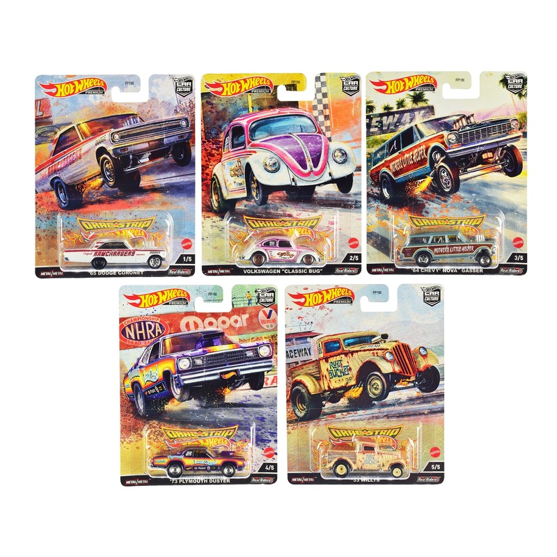 “Drag Strip” 5 piece Set “Car Culture” Series Diecast Model Cars by Hot Wheels