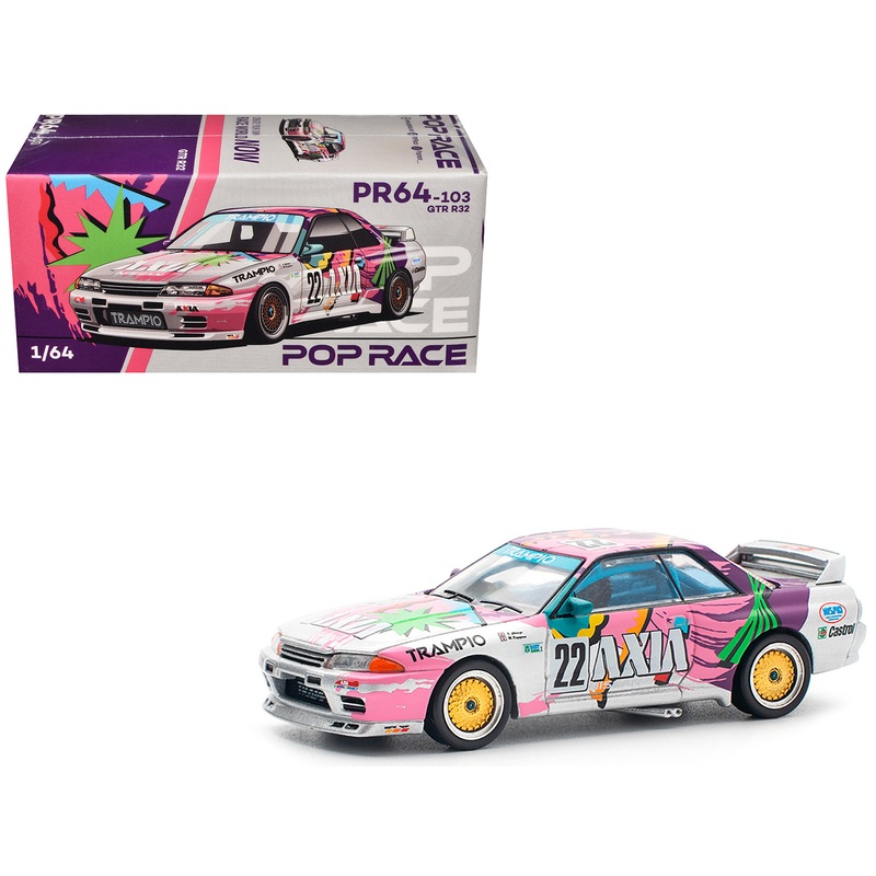 GTR R32 RHD (Right Hand Drive) #22 Masahiko Kageyama – Kazuo Shimizu “Axia” Group A “Japanese Touring Car Championship” (1991) 1/64 Diecast Model Car by Pop Race