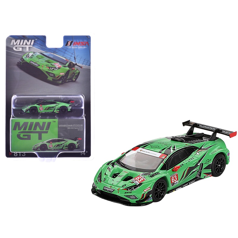 Lamborghini Huracan GT3 EVO2 #63 Mirko Bortolotti – Andrea Caldarelli – Romain Grosjean – Jordan Pepper “Iron Lynx” “24 Hours of Daytona” (2023) Limited Edition 1/64 Diecast Model Car by Mini GT