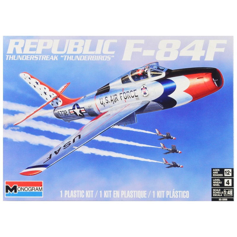 Level 4 Model Kit Republic F-84F Thunderstreak Aircraft “US Air Force Thunderbirds” “Monogram” Series 1/48 Scale Model by Revell