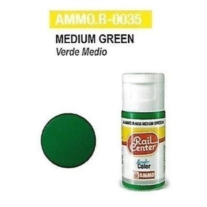 Rail Center Paint R-0035, Medium Green, 15ml bottle, Acrylic Paint