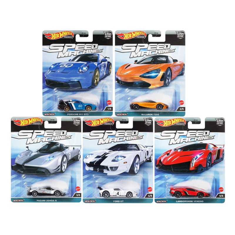 “Speed Machines” 5 piece Set “Car Culture” Series Diecast Model Cars by Hot Wheels