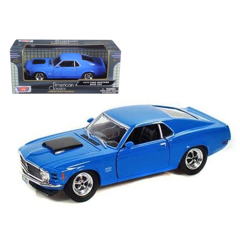 1970 Ford Mustang Boss 429 Blue 1/24 Diecast Model Car by Motormax