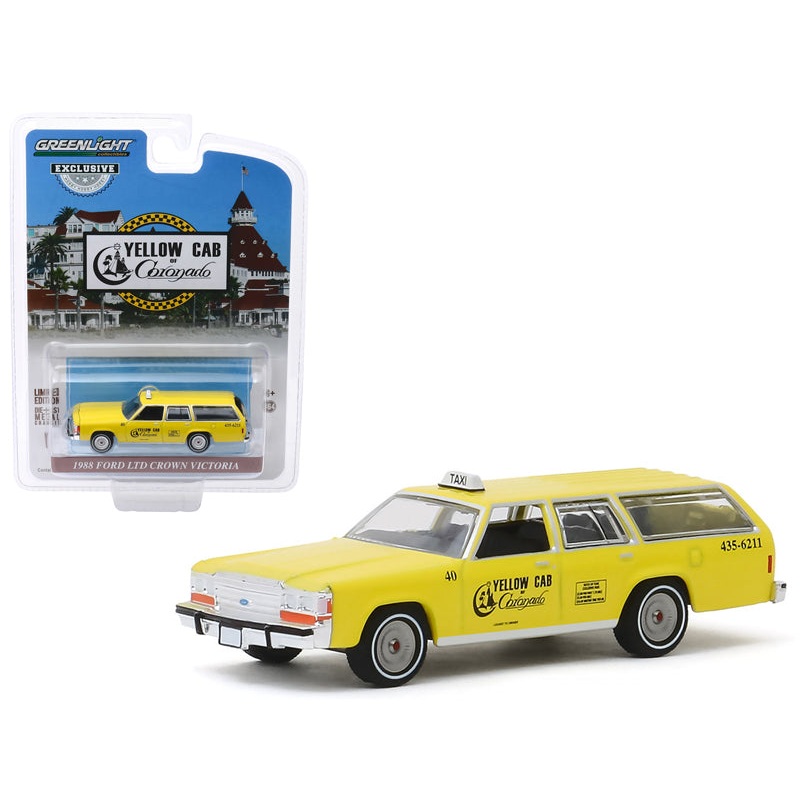 1988 Ford LTD Crown Victoria Wagon Taxicab “Yellow Cab of Coronado” (California) “Hobby Exclusive” 1/64 Diecast Model Car by Greenlight