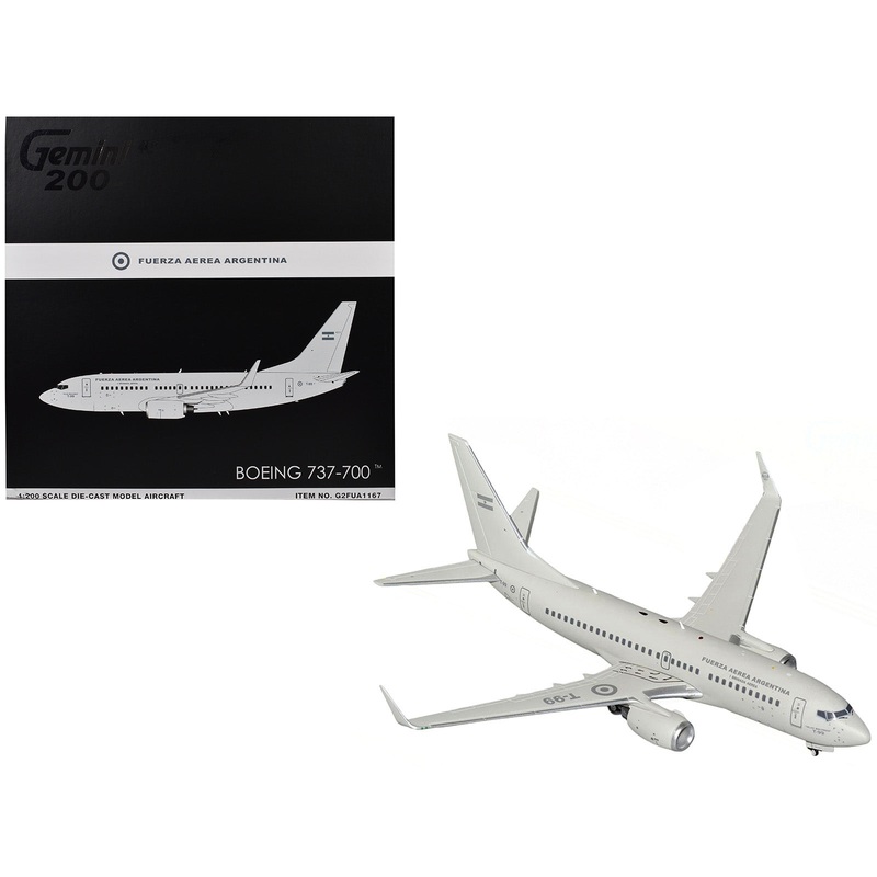 Boeing 737-700 Transport Aircraft “Fuerza Aerea Argentina (Air Force)” (T-99) Gray “Gemini 200” Series 1/200 Diecast Model Airplane by GeminiJets