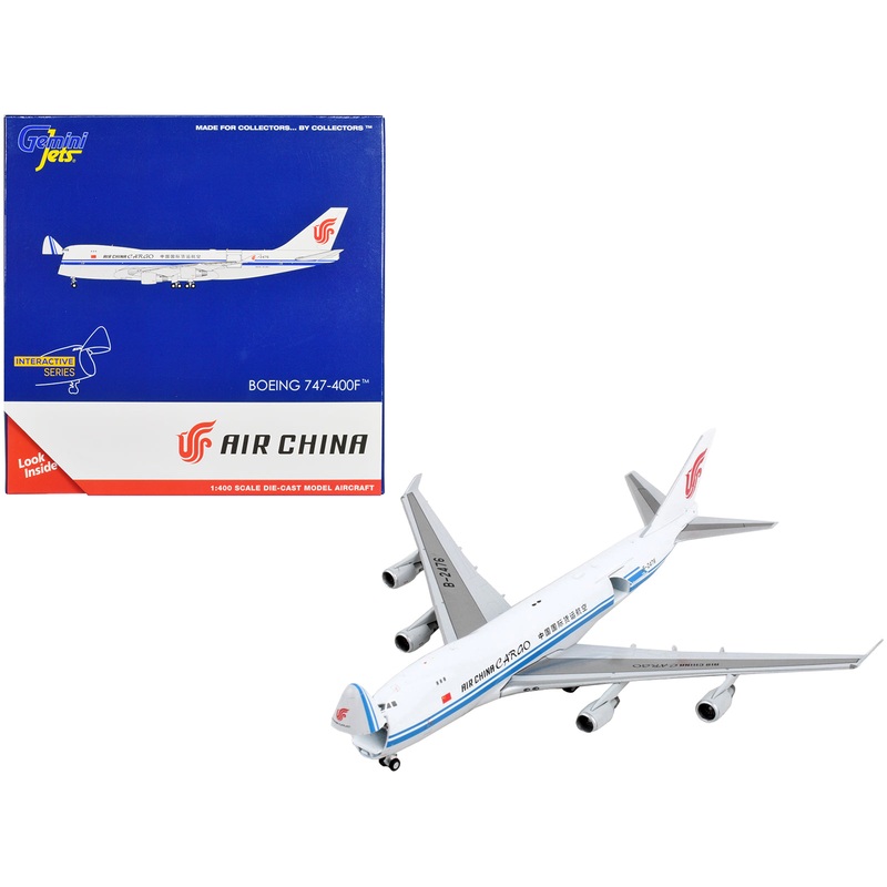 Boeing 747-400F Commercial Aircraft “Air China Cargo” White with Blue Stripes “Interactive Series” 1/400 Diecast Model Airplane by GeminiJets