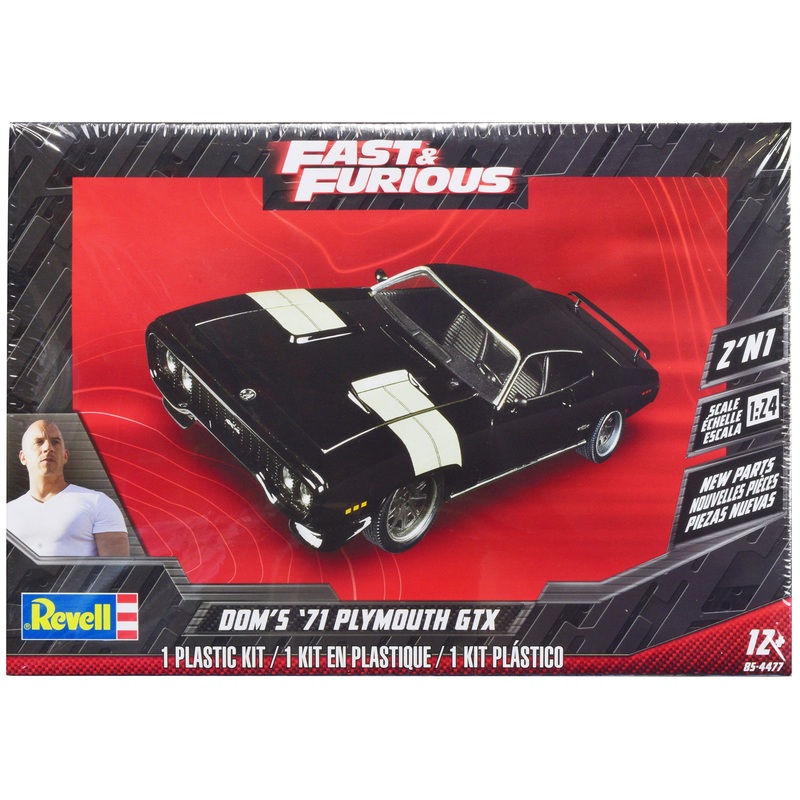 Level 4 Model Kit Dom’s 1971 Plymouth GTX “Fast & Furious” 1/24 Scale Model by Revell