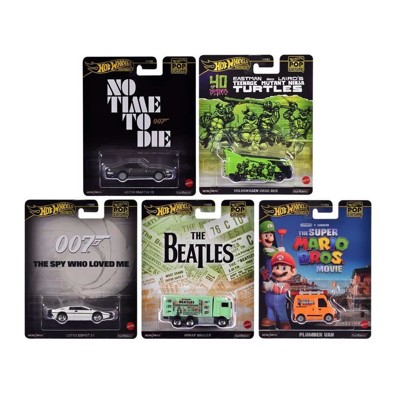 “Pop Culture 2024” 5 piece Set D “Premium Series” Diecast Model Cars by Hot Wheels
