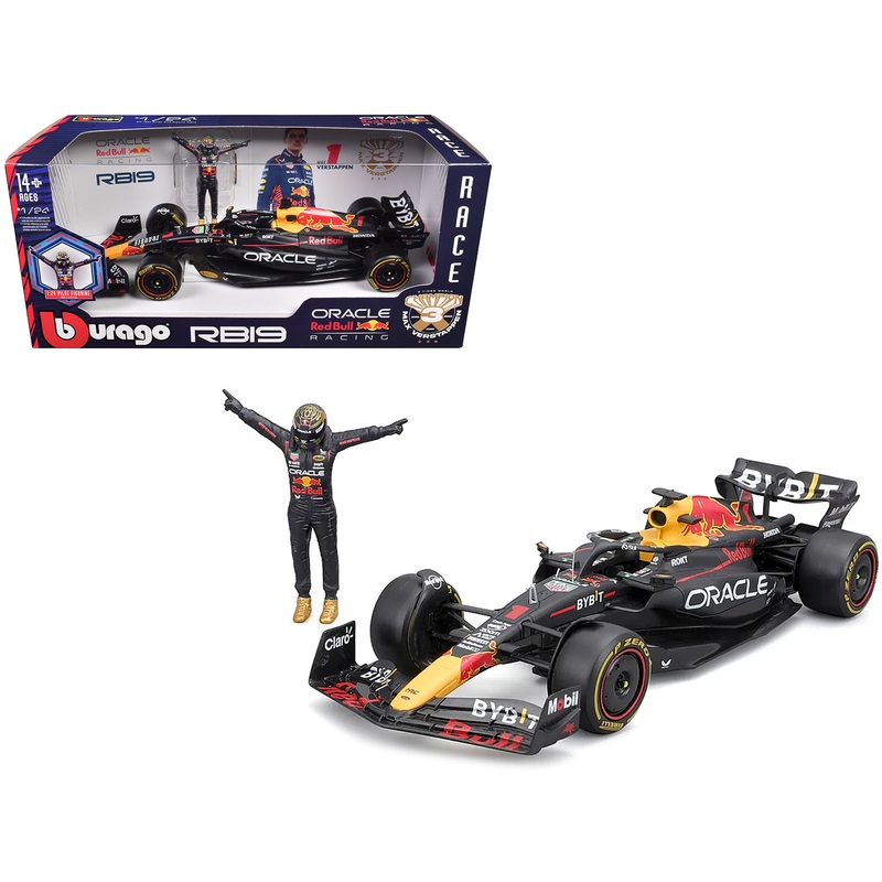 Red Bull Racing RB19 #1 Max Verstappen “Oracle” Winner Formula One F1 Championship “Drivers’ Champion” (2023) with Driver Figure 1/24 Diecast Model Car by Bburago