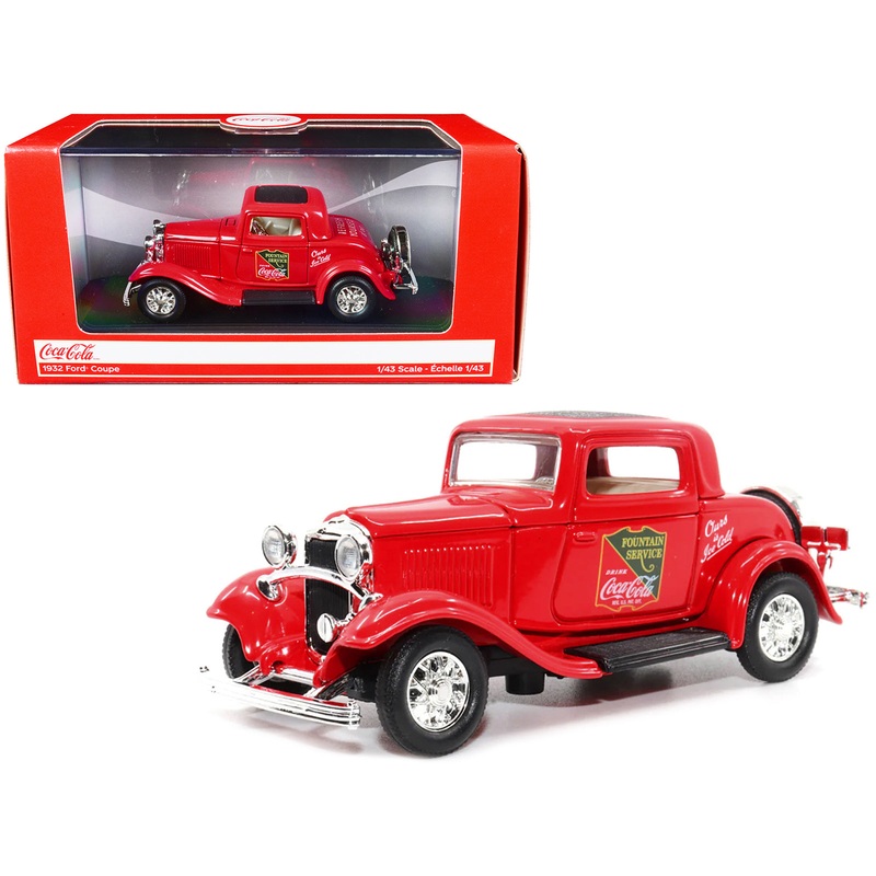 1932 Ford Coupe “Coca-Cola” Red with Black Top 1/43 Diecast Model Car by Motor City Classics